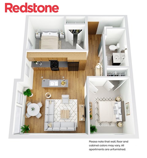 Floor plan for 2 beds, 1 bath, 750 sqft